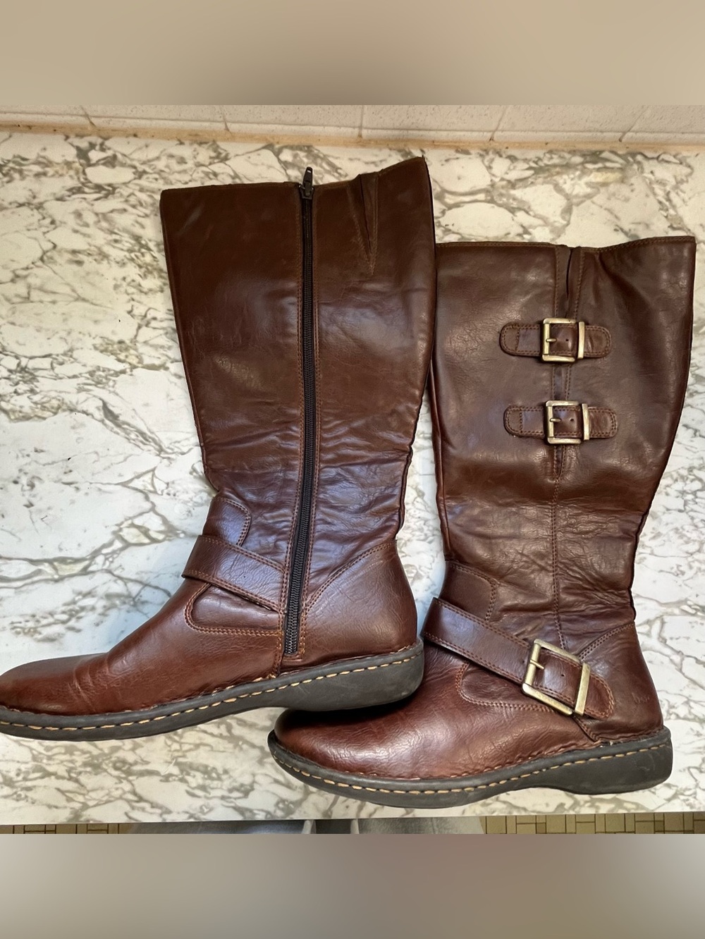 B.o.c. Virginia Brown Leather Tall Riding Boots 9.5M Wide Calf